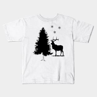 Deer Winter Scene Kids T-Shirt